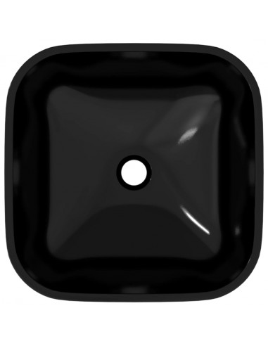 Lavandino in Vetro 42x42x14 cm Nero