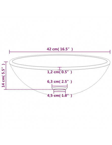 Lavandino in Vetro Temperato 42x14 cm Bianco