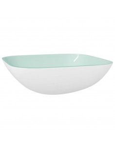 Lavandino in Vetro 42x42x14 cm Bianco 2