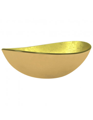 Lavandino in Vetro Temperato 54,5x35x15,5 cm Oro