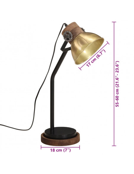 Lampada a Scrivania 25 W Ottone Anticato 18x18x60 cm E27