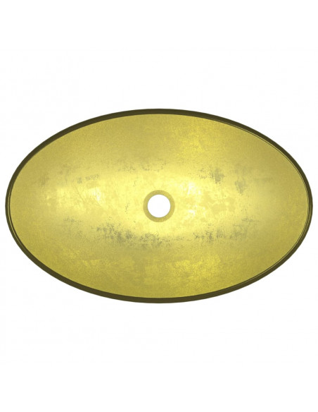 Lavandino in Vetro Temperato 54,5x35x15,5 cm Oro