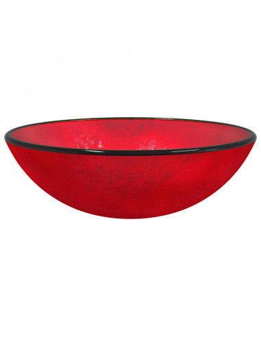 Lavandino in Vetro Temperato 42x14 cm Rosso