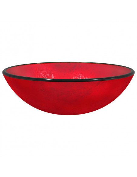 Lavandino in Vetro Temperato 42x14 cm Rosso