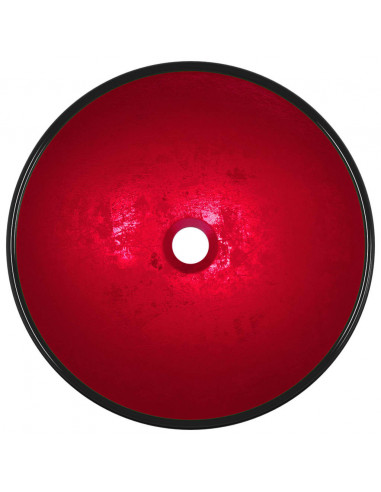 Lavandino in Vetro Temperato 42x14 cm Rosso