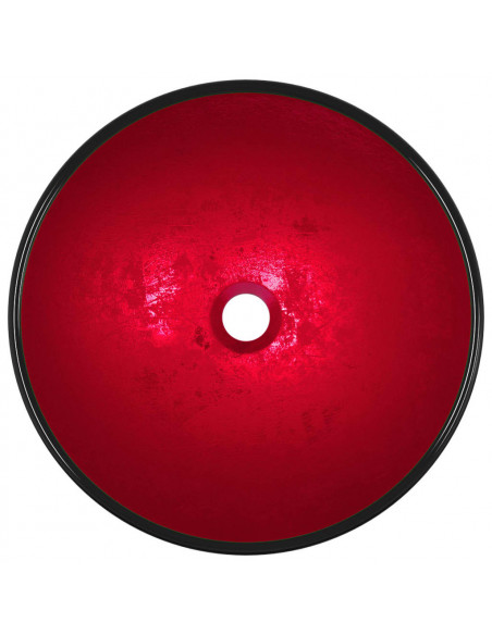 Lavandino in Vetro Temperato 42x14 cm Rosso