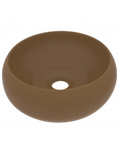 Lavandino Lusso Rotondo Crema Opaco 40x15 cm in Ceramica 2