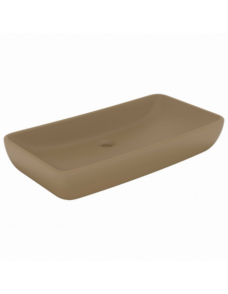 Lavandino Lusso Rettangolare Crema Opaco 71x38 cm in Ceramica