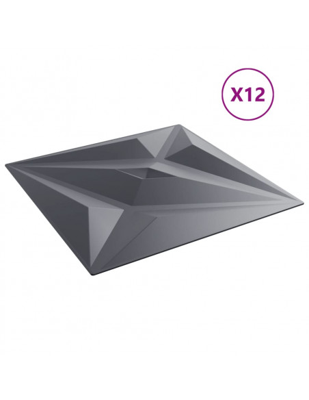 Pannelli Murali 12 pz Grigi 50x50 cm XPS 3 m² Stella