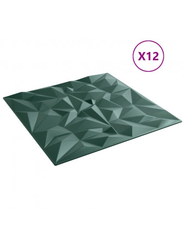 Pannelli Murali 12 pz Verdi 50x50 cm XPS 3 m² Ametista