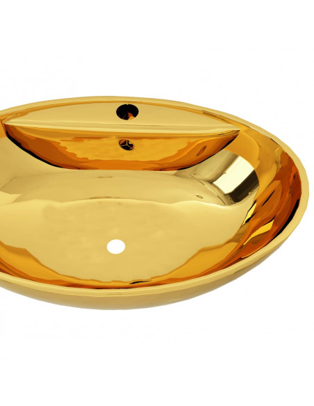 Lavandino con Troppopieno 58,5x39x21 cm in Ceramica Oro