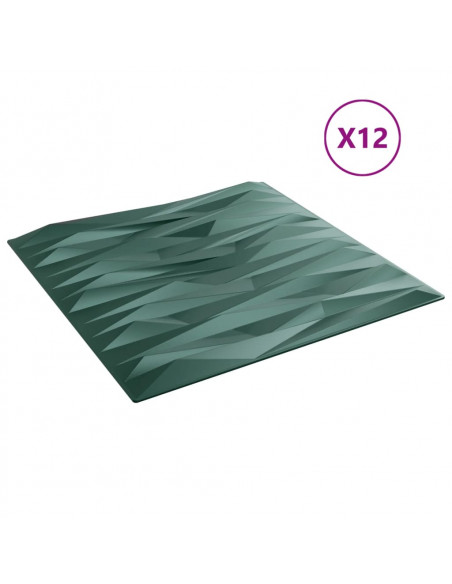 Pannelli Murali 12 pz Verdi 50x50 cm XPS 3 m² Pietra