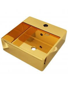 Lavandino con Troppopieno 41x41x15 cm in Ceramica Oro 2