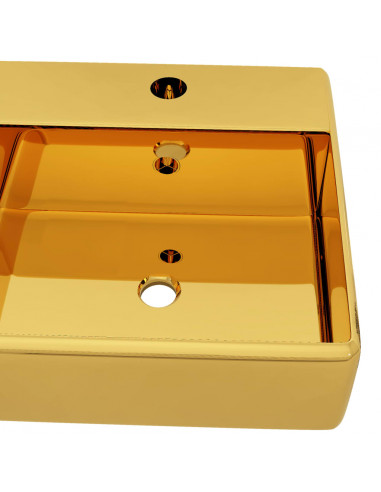 Lavandino con Troppopieno 41x41x15 cm in Ceramica Oro