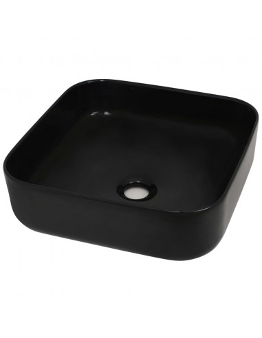 Lavandino Quadrato in Ceramica Nero 38x38x13,5 cm