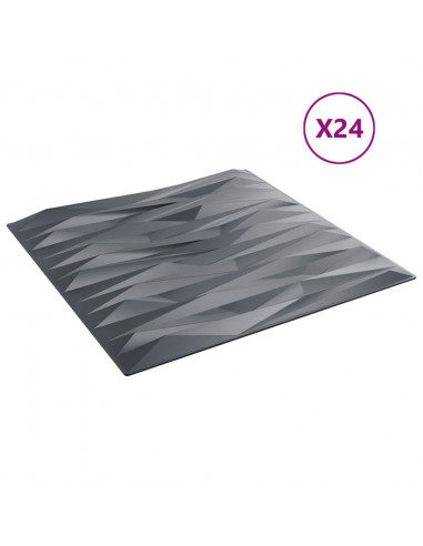 Pannelli Murali 24 pz Grigi 50x50 cm XPS 6 m² Pietra
