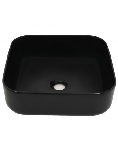 Lavandino Quadrato in Ceramica Nero 38x38x13,5 cm
