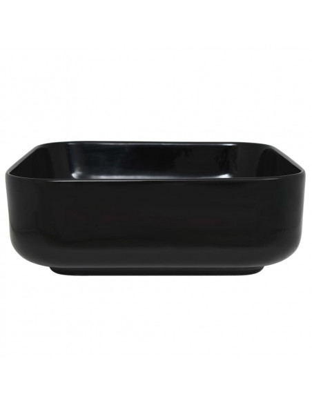 Lavandino Quadrato in Ceramica Nero 38x38x13,5 cm