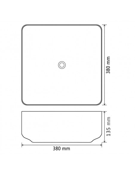 Lavandino Quadrato in Ceramica Nero 38x38x13,5 cm