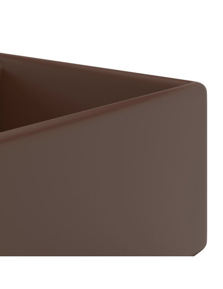 Lavabo Troppopieno Cubico Marrone Scuro Opaco 41x41cm Ceramica