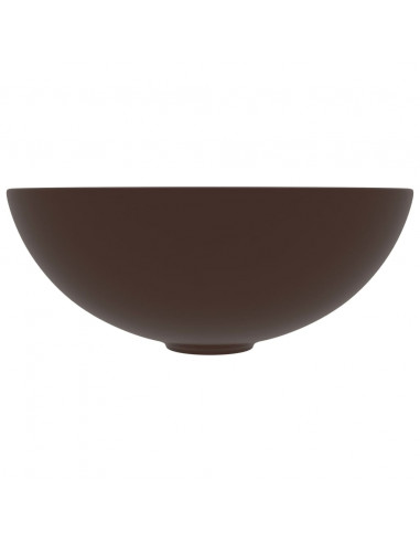 Lavandino da Bagno in Ceramica Marrone Scuro Rotondo