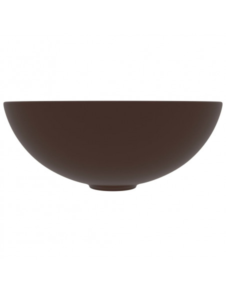 Lavandino da Bagno in Ceramica Marrone Scuro Rotondo