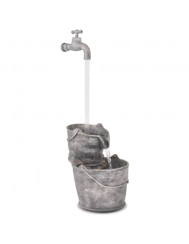 Fontana Decorativa con Rubinetto e Secchi in Poliresina