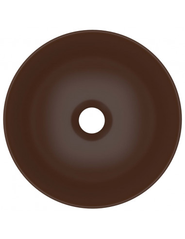 Lavandino da Bagno in Ceramica Marrone Scuro Rotondo