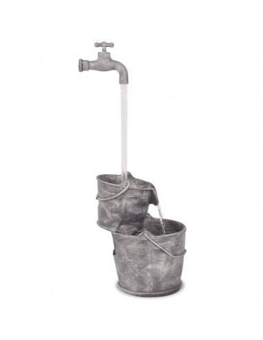 Fontana Decorativa con Rubinetto e Secchi in Poliresina