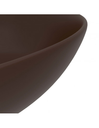 Lavandino da Bagno in Ceramica Marrone Scuro Rotondo