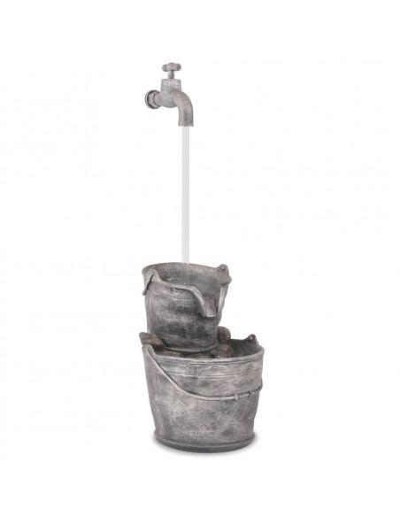 Fontana Decorativa con Rubinetto e Secchi in Poliresina