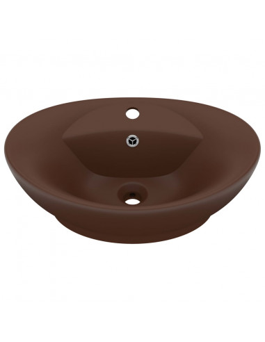 Lavabo con Troppopieno Ovale Marrone Opaco 58,5x39cm Ceramica