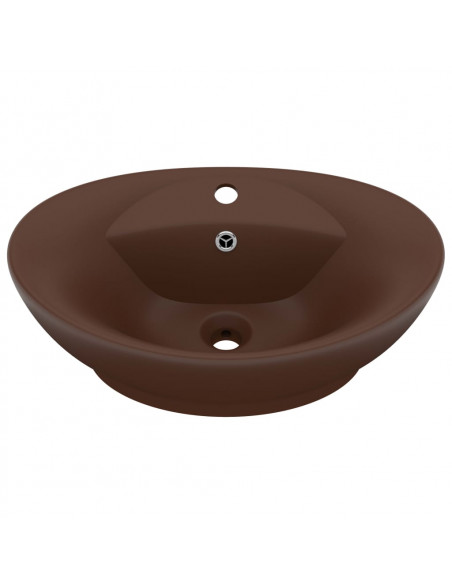 Lavabo con Troppopieno Ovale Marrone Opaco 58,5x39cm Ceramica