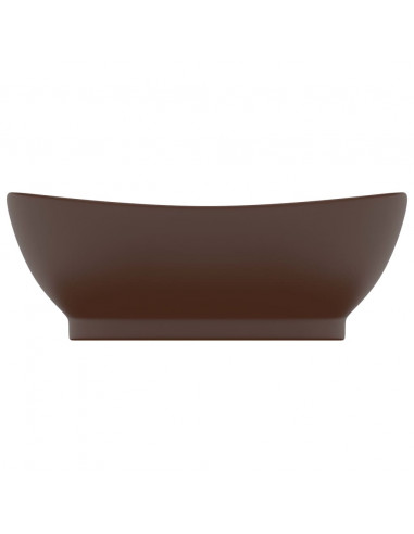 Lavabo con Troppopieno Ovale Marrone Opaco 58,5x39cm Ceramica