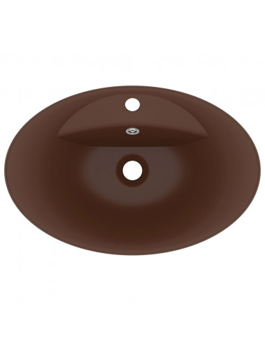 Lavabo con Troppopieno Ovale Marrone Opaco 58,5x39cm Ceramica