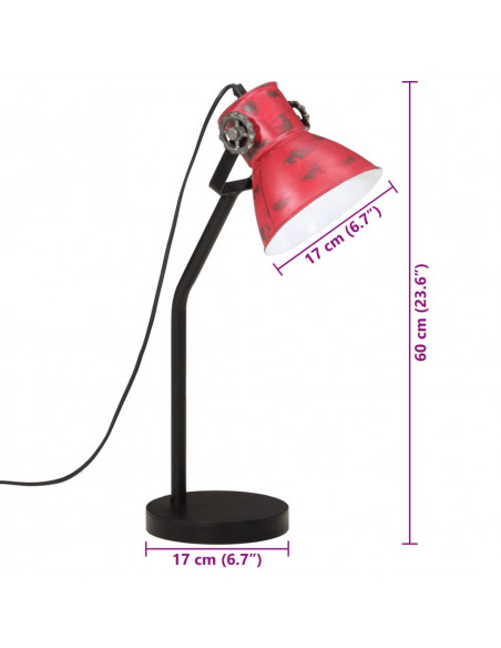 Lampada da Scrivania 25 W Rosso Anticato 17x17x60 cm E27