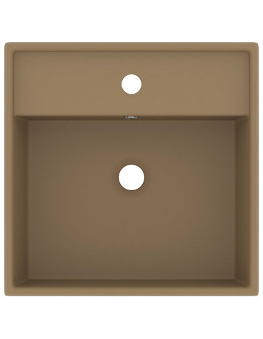 Lavabo Troppopieno Quadrato Crema Opaco 41x41cm Ceramica