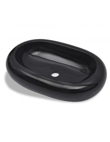 Lavandino da bagno in ceramica ovale nero