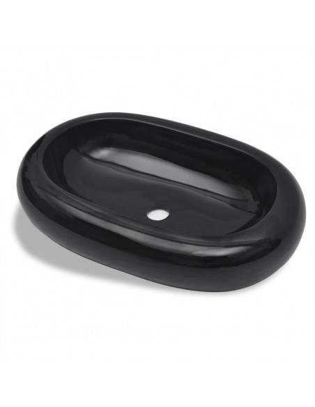 Lavandino da bagno in ceramica ovale nero