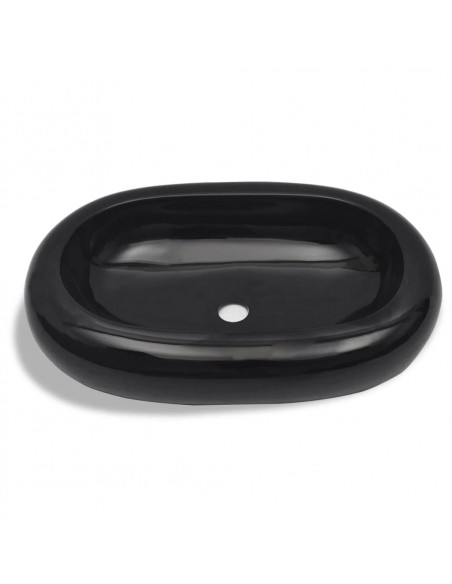 Lavandino da bagno in ceramica ovale nero