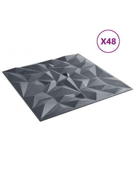 Pannelli Murali 48 pz Grigi 50x50 cm XPS 12 m² Ametista