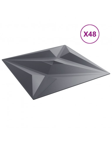 Pannelli Murali 48 pz Grigi 50x50 cm XPS 12 m² Stella