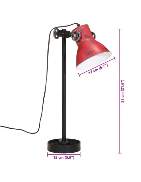 Lampada da Scrivania 25 W Rosso Anticato 15x15x55 cm E27
