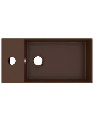 Lavandino con Troppopieno in Ceramica Marrone Scuro