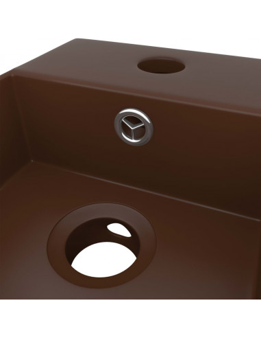 Lavandino con Troppopieno in Ceramica Marrone Scuro