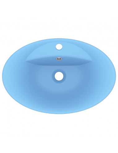Lavabo con Troppopieno Ovale Azzurro Opaco 58,5x39 cm Ceramica