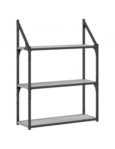 Scaffale Parete 3Ripiani Grigio Sonoma 60x21x78,5cm Multistrato