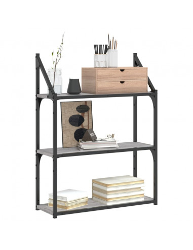 Scaffale Parete 3Ripiani Grigio Sonoma 60x21x78,5cm Multistrato