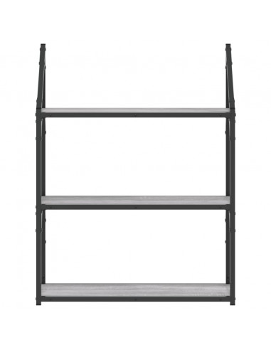 Scaffale Parete 3Ripiani Grigio Sonoma 60x21x78,5cm Multistrato