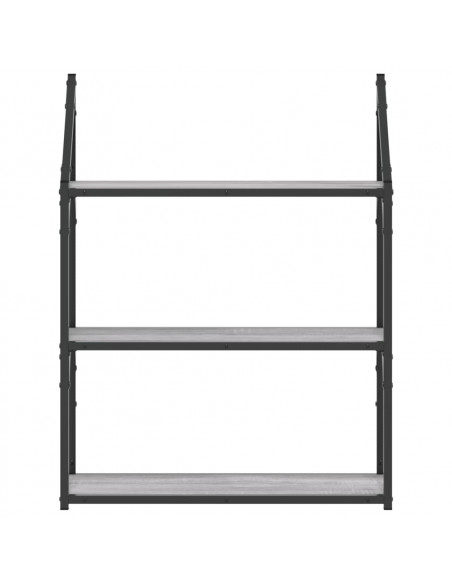Scaffale Parete 3Ripiani Grigio Sonoma 60x21x78,5cm Multistrato